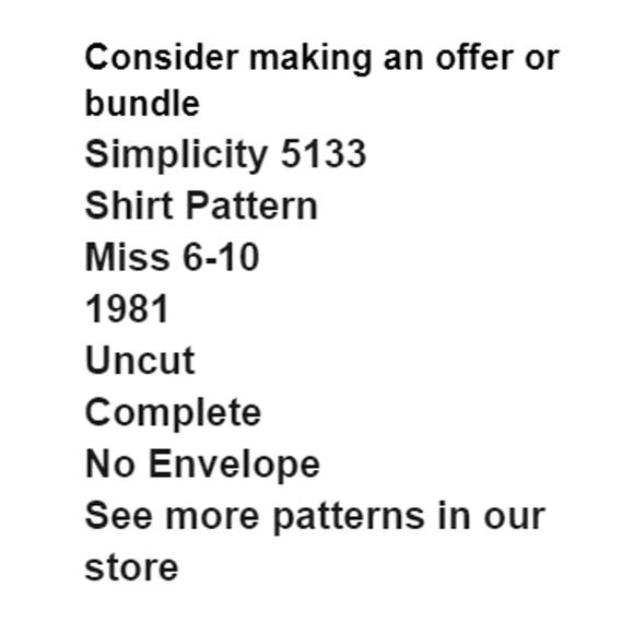 Simplicity 5133 Pattern Top Miss 6-10 Uncut Vintage Stretch Pullover Knit - Picture 3 of 7